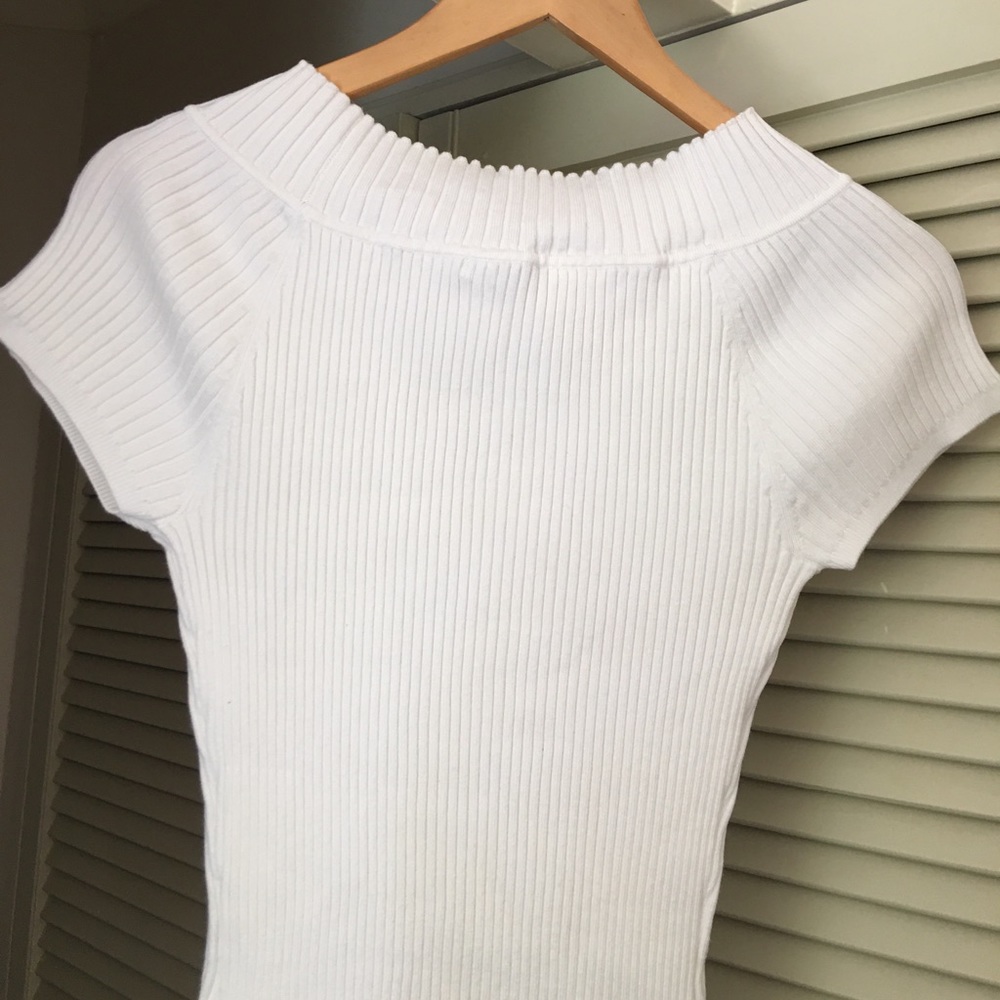 Events Cream Rib Knit Boat Neck S/S Top NWOT Size L - Picture 8 of 12